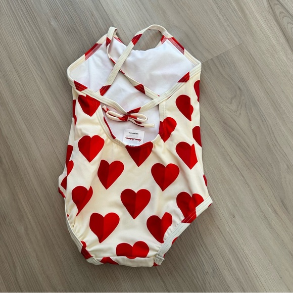Hanna Andersson 1-Piece Swimsuit Size 18-24 Months Red Heart - Picture 2 of 4
